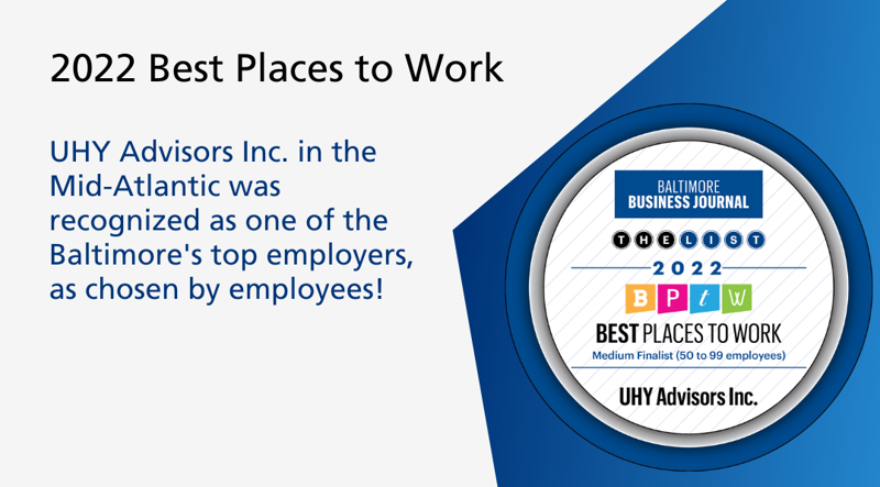 UHY Named Among Best Places to Work by Baltimore Business Journal