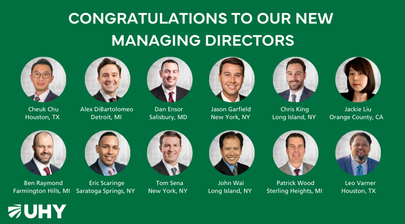 UHY Appoints 12 New Managing Directors, Begins Year of Strategic Growth