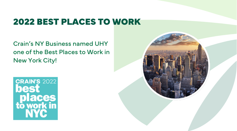 UHY Named Among 2022 Best Places to Work in New York City