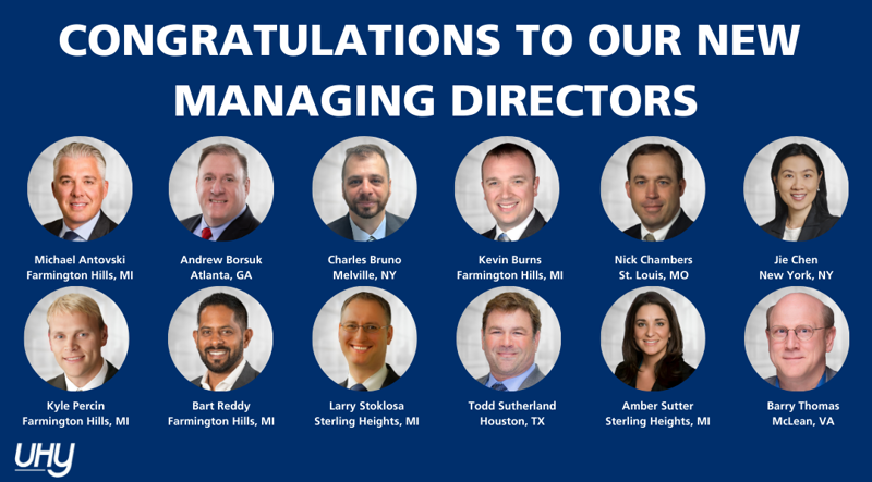 UHY Advisors Appoints 12 New Managing Directors