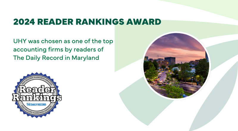 UHY Named a Top Accounting Firm of Choice by Maryland’s The Daily Record Reader Rankings