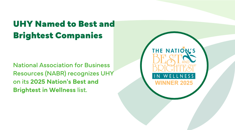 UHY Recognized As One of the 2025 Nation's Best and Brightest in Wellness