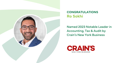 Ro Sokhi Named Crain's NY Notable Leader In Accounting, Tax & Audit