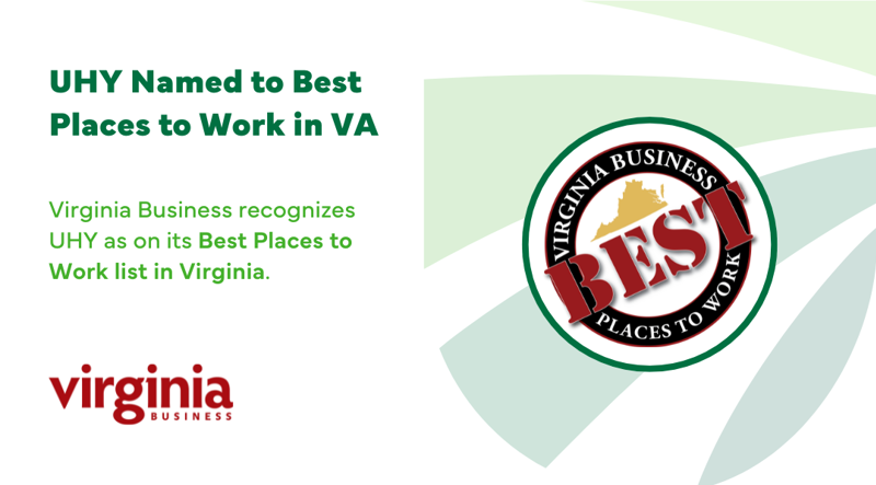 UHY Named One of 2026 Best Places to Work in Virginia