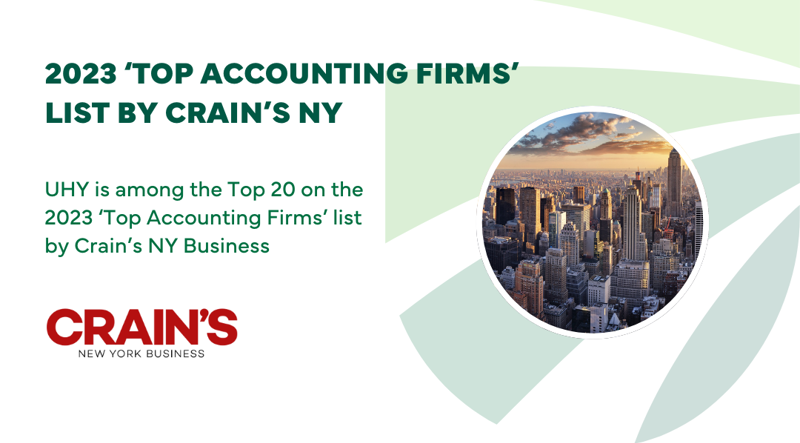 UHY Ranks Top 20 on the 2023 ‘Top Accounting Firms’ List By Crain’s NY Business