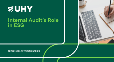 Technical Webinar Series Internal Audit’S Role In ESG