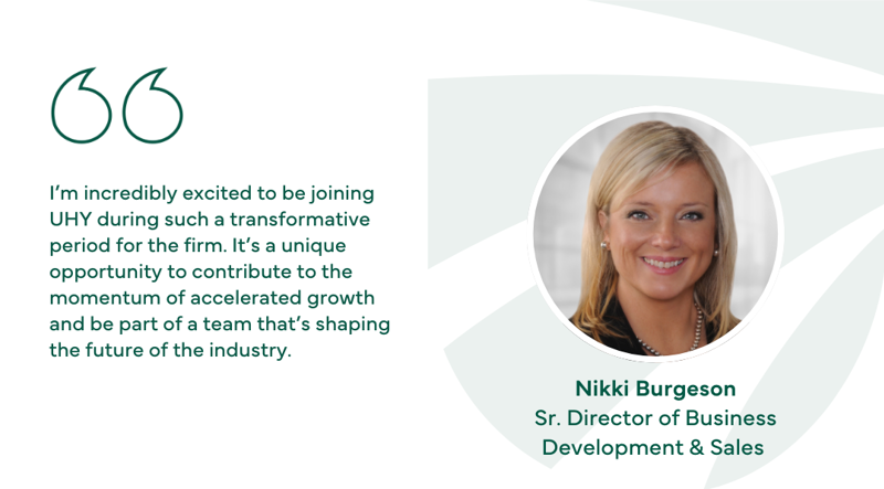 Nikki Burgeson Joins UHY as Head of Business Development