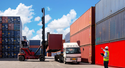 Shipping Yard Containers Trucks Supervisor Forklift Chinese Import Tariffs