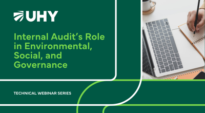 Technical Webinar Series Internal Audit’S Role In Environmental, Social, And Governance